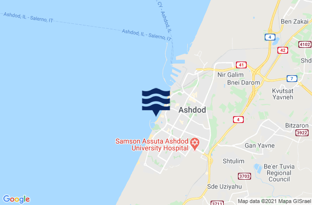 Mappa delle Getijden in Ashdod, Israel