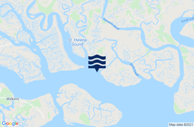 Mappa delle Getijden in Ashe Island Cut SW of Coosaw River, United States