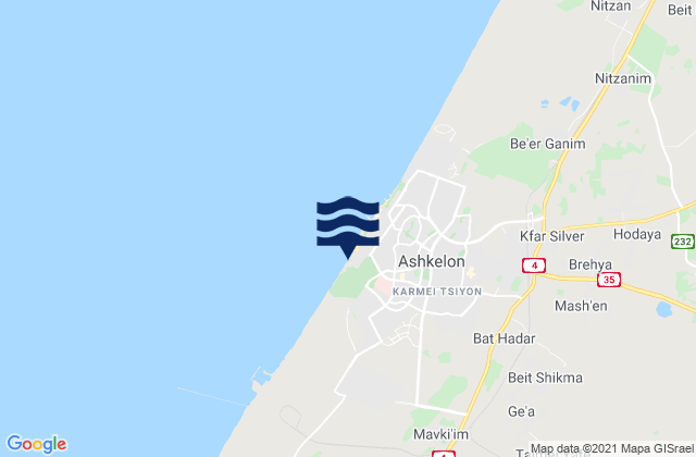 Mappa delle Getijden in Ashkelon Shimshon, Israel