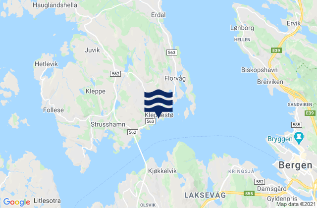 Mappa delle Getijden in Askøy, Norway