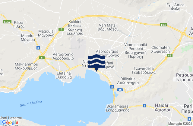 Mappa delle Getijden in Asprópyrgos, Greece