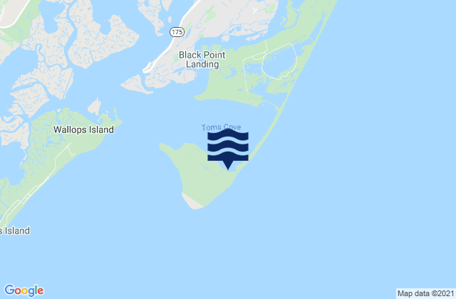Mappa delle Getijden in Assateague Beach Toms Cove, United States