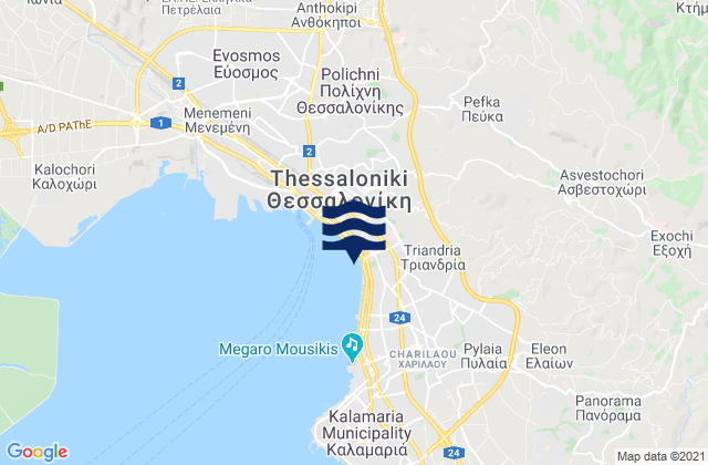 Mappa delle Getijden in Asvestochóri, Greece