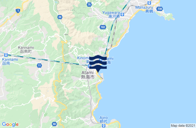 Mappa delle Getijden in Atami, Japan