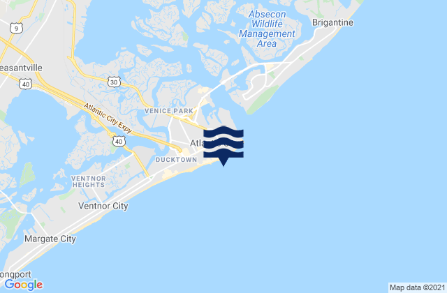 Mappa delle Getijden in Atlantic City (Steel Pier), United States
