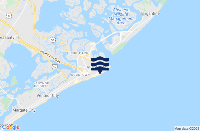 Mappa delle Getijden in Atlantic City, United States