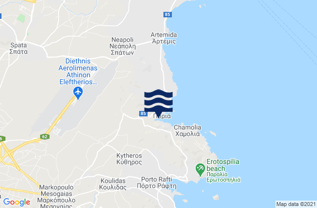Mappa delle Getijden in Attica, Greece