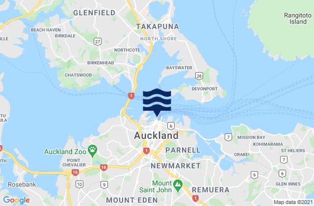 Mappa delle Getijden in Auckland, New Zealand
