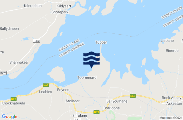 Mappa delle Getijden in Aughinish Island, Ireland