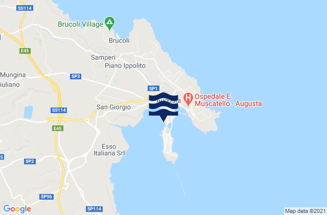 Mappa delle Getijden in Augusta, Italy