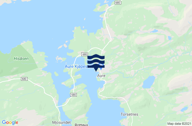 Mappa delle Getijden in Aure, Norway