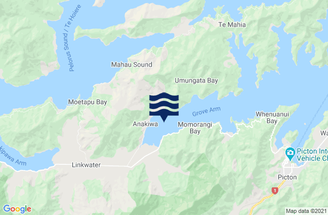 Mappa delle Getijden in Aussie Bay, New Zealand