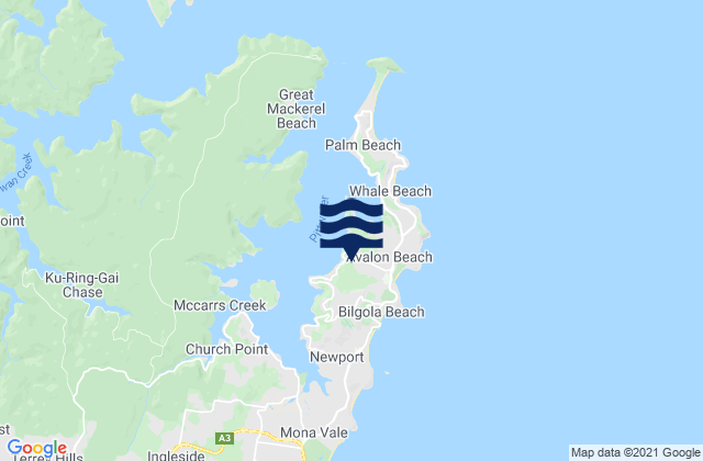 Mappa delle Getijden in Avalon Beach, Australia