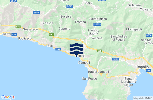Mappa delle Getijden in Avegno, Italy