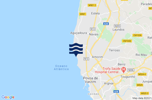 Mappa delle Getijden in Aver-o-Mar, Portugal