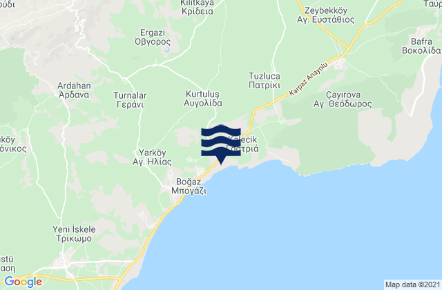 Mappa delle Getijden in Avgolída, Cyprus