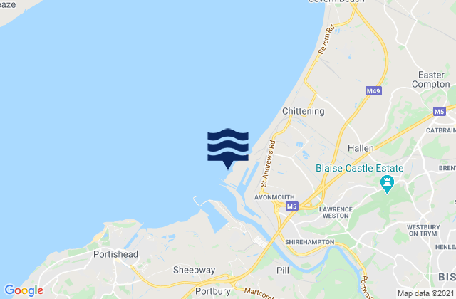 Mappa delle Getijden in Avonmouth, United Kingdom