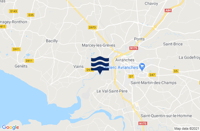 Mappa delle Getijden in Avranches, France