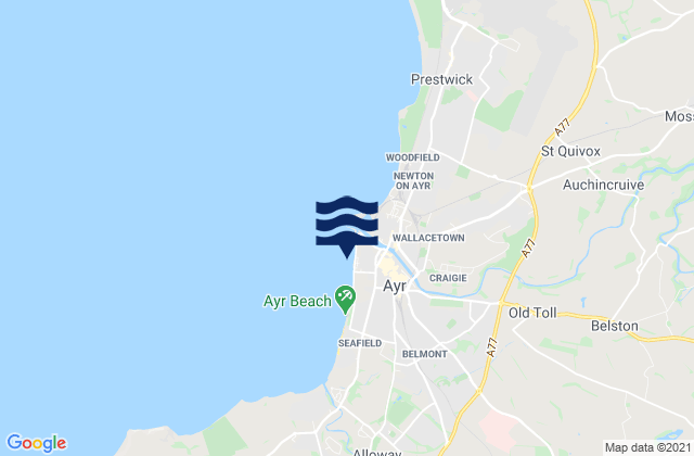 Mappa delle Getijden in Ayr South Beach, United Kingdom