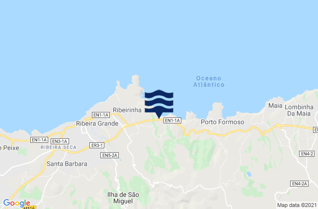 Mappa delle Getijden in Azores, Portugal