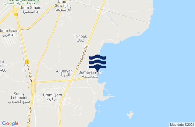 Mappa delle Getijden in Az̧ Z̧a‘āyin, Qatar
