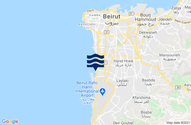 Mappa delle Getijden in Baabda, Lebanon