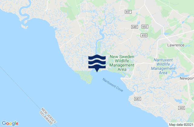 Mappa delle Getijden in Back Creek Entrance (Nantuxent Cove), United States