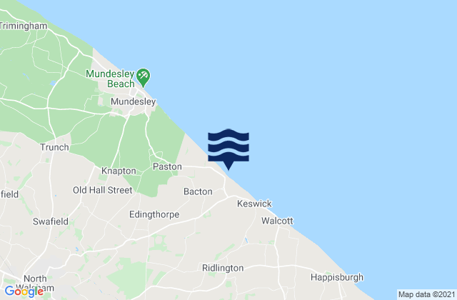 Mappa delle Getijden in Bacton Beach, United Kingdom
