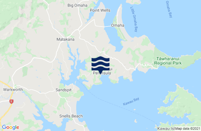 Mappa delle Getijden in Baddeleys Beach, New Zealand