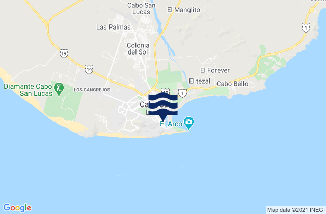 Mappa delle Getijden in Bahia Chileno, Mexico