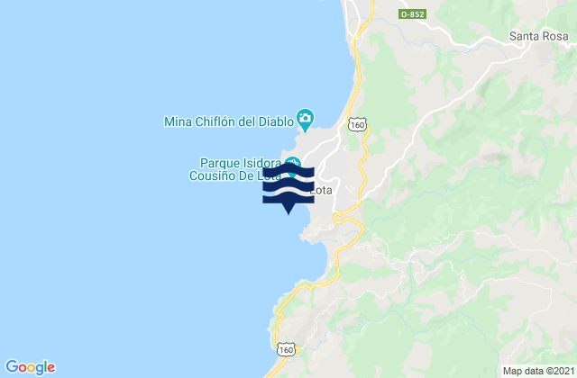 Mappa delle Getijden in Bahia Lota Bahia Arauco, Chile