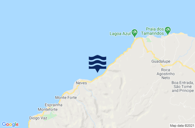 Mappa delle Getijden in Bahia de Ana Chaves Soa Tome, Sao Tome and Principe