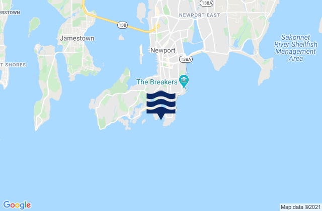 Mappa delle Getijden in Baileys Beach, United States
