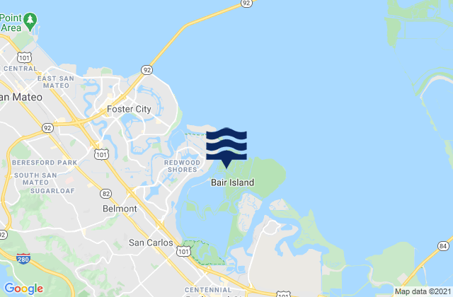 Mappa delle Getijden in Bair Island, United States