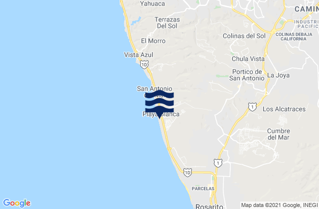 Mappa delle Getijden in Baja Malibu, Mexico