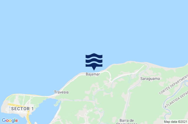 Mappa delle Getijden in Baja Mar, Honduras