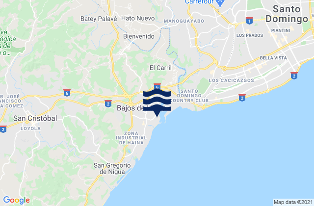 Mappa delle Getijden in Bajos de Haina, Dominican Republic