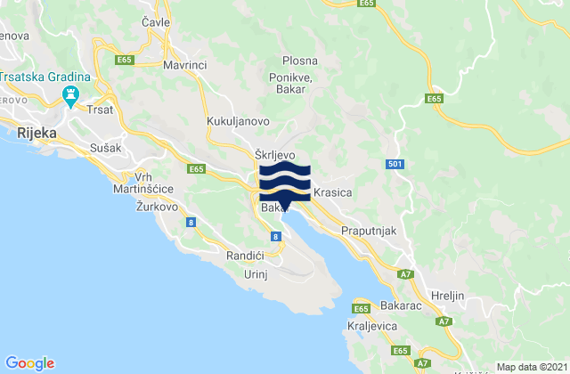 Mappa delle Getijden in Bakar, Croatia