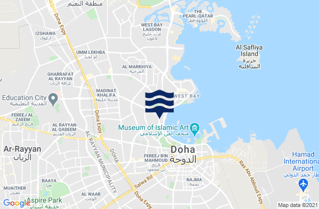 Mappa delle Getijden in Baladīyat ad Dawḩah, Qatar
