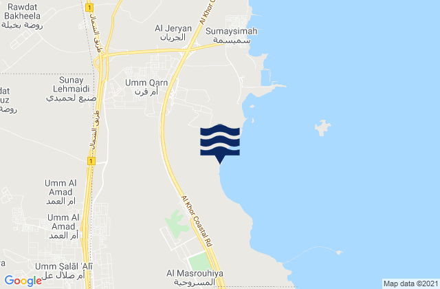 Mappa delle Getijden in Baladīyat az̧ Z̧a‘āyin, Qatar