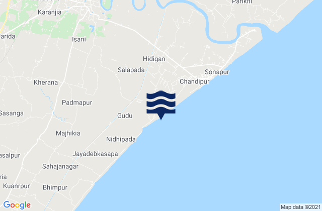 Mappa delle Getijden in Balasore, India