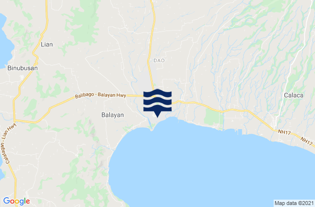 Mappa delle Getijden in Balayan, Philippines