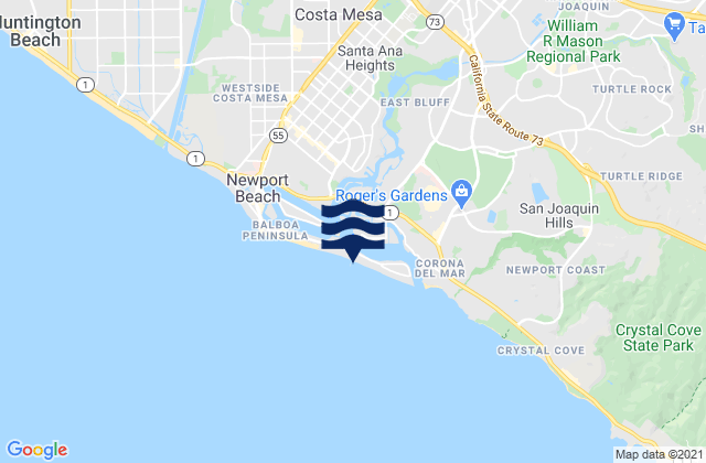 Mappa delle Getijden in Balboa Pier Newport Beach, United States
