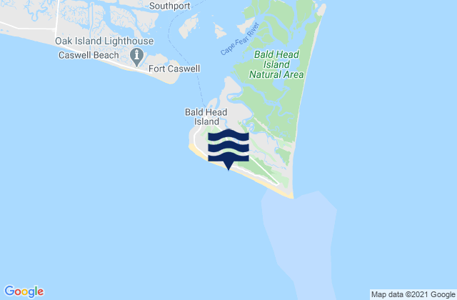 Mappa delle Getijden in Bald Head Island, United States