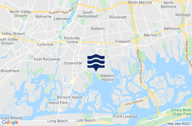Mappa delle Getijden in Baldwin Harbor, United States