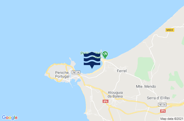 Mappa delle Getijden in Baleal Reef, Portugal