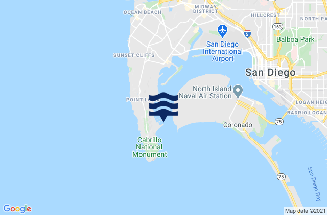 Mappa delle Getijden in Ballast Point San Diego Bay, United States