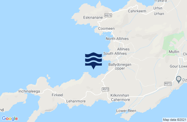 Mappa delle Getijden in Ballydonegan Bay, Ireland