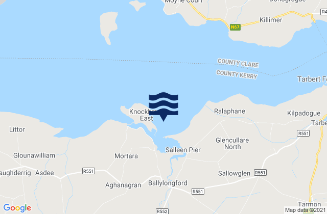 Mappa delle Getijden in Ballylongford Bay, Ireland