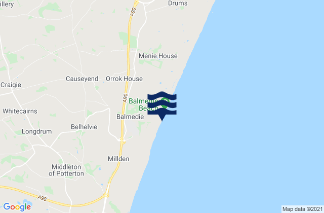 Mappa delle Getijden in Balmedie Country Park Beach, United Kingdom